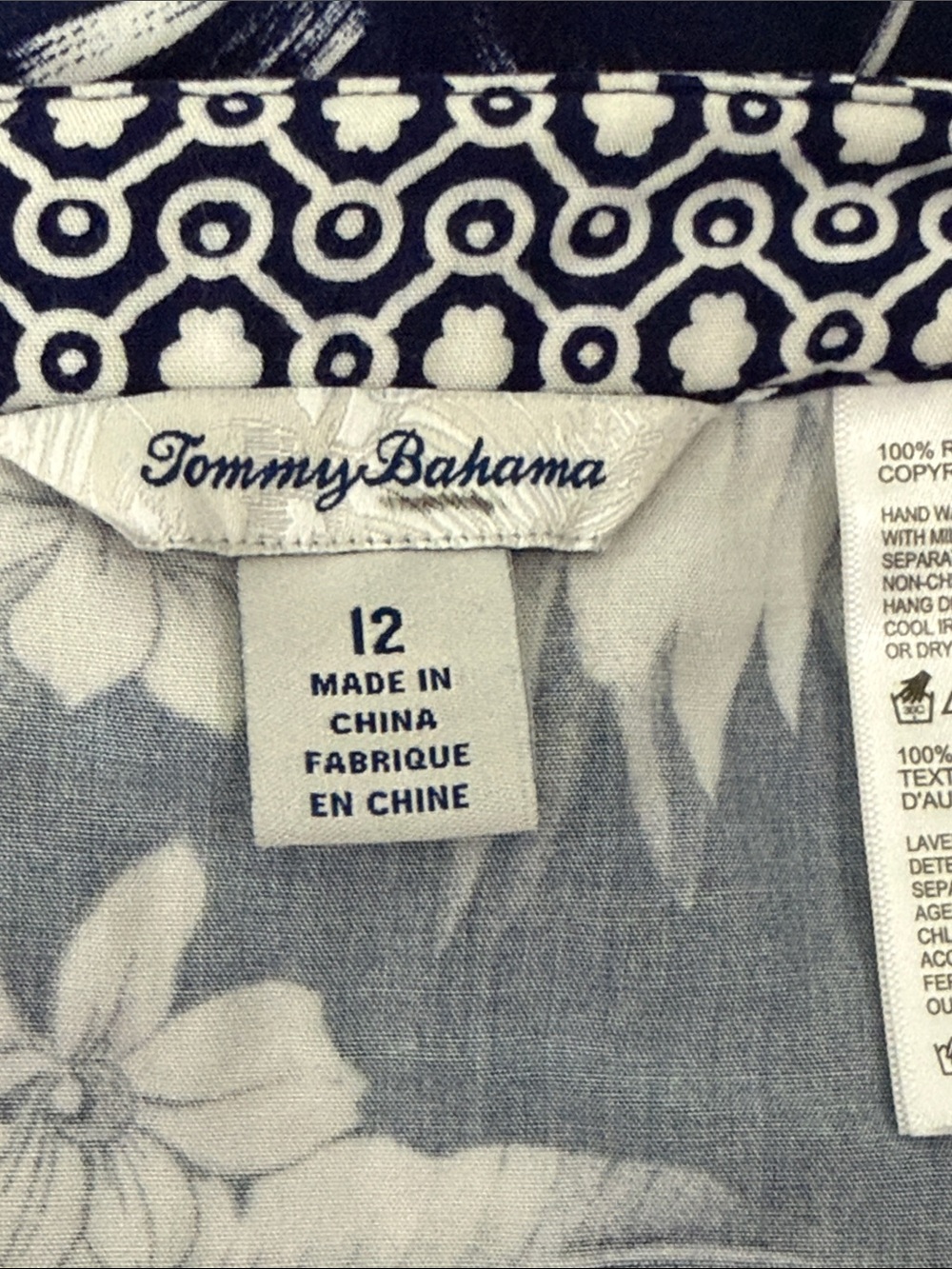 Tommy Bahama Floriana Twinned Maxi Skirt Tropical Navy White Faux Wrap Size 12 - Picture 6 of 8